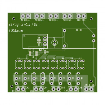 PCB ESPlights 8 canale v1.2